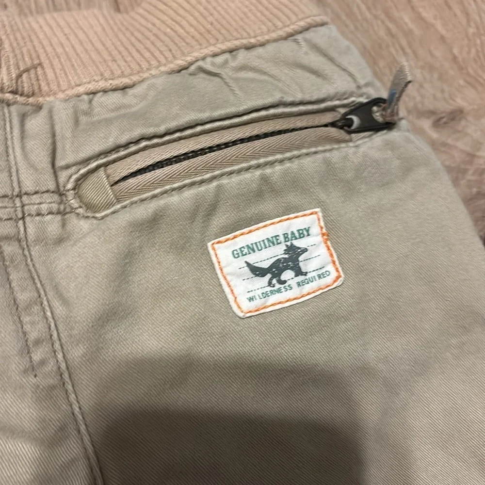 Vintage OshKosh B'gosh Tan Bottoms with Knee Patches and Zipper Back Pocket